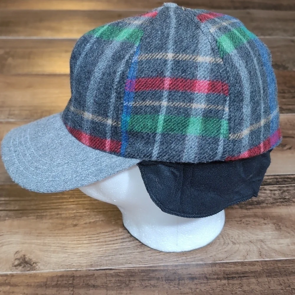 Vintage Plaid Trapper Hat Ear Flaps Size XL Made In The USA